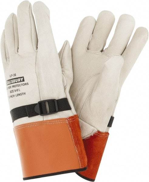 Salisbury by Honeywell - Class 0, Size L (8), 12" Long, Cowhide Leather Protector - Tan/Orange - Eagle Tool & Supply