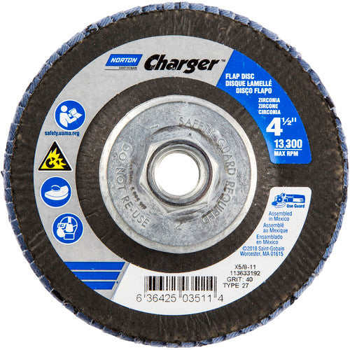 ‎4-1/2″ × 1/4″ × 5/8″ Charger R822 Flap Disc Type 27 Flat 40 Grit - Eagle Tool & Supply