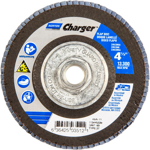 ‎4-1/2″ × 1/4″ × 5/8″ Charger R822 Flap Disc Type 27 Flat 60 Grit - Eagle Tool & Supply