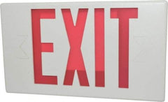 Cooper Lighting - 1 and 2 Face, 0.98, 1.03 Watt, White, Polycarbonate, LED, Illuminated Exit Sign - 120/277 VAC, Nickel Cadmium, Surface Mounted, 13 Inch Long x 2-1/8 Inch Wide x 7-1/2 Inch High - Eagle Tool & Supply