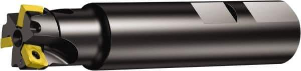 Sandvik Coromant - 3 Inserts, 32mm Cut Diam, 32mm Arbor Diam, 5.5mm Max Depth of Cut, Indexable Square-Shoulder Face Mill - 100mm High, 490R-08T308 Insert Compatibility, Through Coolant, Series CoroMill 490 - Eagle Tool & Supply