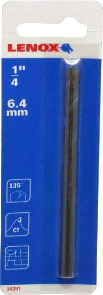 Lenox - 1/4" Pin Diam, 4" Long Carbide-Tipped Pilot Drill - 9/16 to 1-3/16" Tool Diam Compatibility, Compatible with Hole Cutters - Eagle Tool & Supply