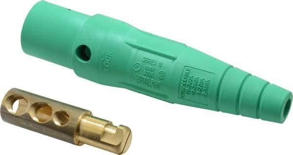 Leviton - 3R NEMA Rated, 600 Volt, 300 Amp, 2 to 2/0 AWG, Cam, Double Set Screw, Male Single Pole Plug and Connector - 7.01 Inch Long, Green - Eagle Tool & Supply