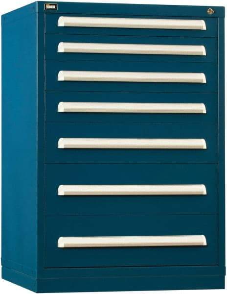 Vidmar - 7 Drawer, Modular Storage Cabinet - Steel, 30" Wide x 27-3/4" Deep x 44" High, Dark Blue - Eagle Tool & Supply