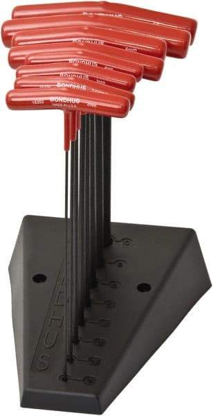 Bondhus - 8 Piece, T-Handle Cushion Grip Hex Key Set - 2 to 10mm Range, Protanium High Torque Steel - Eagle Tool & Supply
