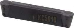 Kennametal - 125R GMN Grade KC5010, 3.18mm Cutting Width Carbide Grooving Insert - 2.7mm Max Depth of Cut, Neutral, 1/16" Corner Radius, TiAlN Finish - Eagle Tool & Supply