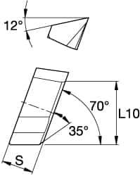 Kennametal - SPHX1205 Grade KCK15 Carbide Milling Insert - TiN/TiCN/Al2O3 Finish, 0.217" Thick, 12mm Inscribed Circle - Eagle Tool & Supply