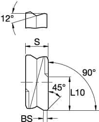 Kennametal - SPHX15T6 Grade KCPK30 Carbide Milling Insert - TiN/TiCN/Al2O3 Finish, 0.2598" Thick, 15mm Inscribed Circle - Eagle Tool & Supply
