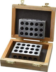 Fowler - 0.0003 Squareness Per Inch, Hardened Steel, 1-2-3 Block with 31 Hole Setup Block - 0.0002 Inch Overall Tolerance, 5/16 - 18 Inch Tapped Hole Size, 58-60 HRC Hardness, Sold As Matched Pair - Eagle Tool & Supply