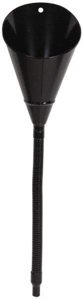 Value Collection - 2 Qt Capacity Steel Funnel - 1/2" Tip OD, 17" Flexible Spout, Black - Eagle Tool & Supply