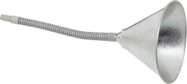 Value Collection - 1 Qt Capacity Steel Funnel - 6" Mouth OD, 9/16" Tip OD, 12" Flexible Spout - Eagle Tool & Supply