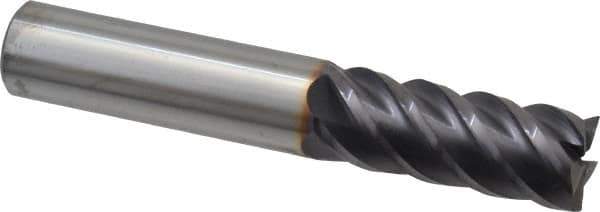 Niagara Cutter - 1/2", 1-1/4" LOC, 1/2" Shank Diam, 3" OAL, 5 Flute, Solid Carbide Square End Mill - Single End, TiAlN Finish, Spiral Flute, 45° Helix, Centercutting, Right Hand Cut, Right Hand Flute, Series S545 - Eagle Tool & Supply