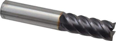 Niagara Cutter - 1/2", 1-1/4" LOC, 1/2" Shank Diam, 3" OAL, 5 Flute, Solid Carbide Square End Mill - Single End, TiAlN Finish, Spiral Flute, 45° Helix, Centercutting, Right Hand Cut, Right Hand Flute, Series S545 - Eagle Tool & Supply