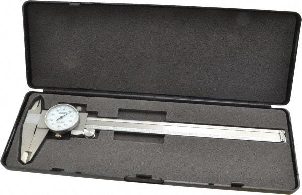 Fowler - 0" to 8" Range, 0.001" Graduation, 0.1" per Revolution, Dial Caliper - White Face, 2" Jaw Length - Eagle Tool & Supply
