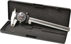 Fowler - 0" to 6" Range, 0.001" Graduation, 0.1" per Revolution, Dial Caliper - Black Face, 1.6" Jaw Length, Accurate to 0.0010" - Eagle Tool & Supply