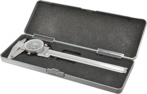 Fowler - 0" to 6" Range, 0.001" Graduation, 0.1" per Revolution, Dial Caliper - Black Face, 1.6" Jaw Length, Accurate to 0.0010" - Eagle Tool & Supply