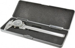 Fowler - 0" to 6" Range, 0.001" Graduation, 0.1" per Revolution, Dial Caliper - Black Face, 1.6" Jaw Length, Accurate to 0.0010" - Eagle Tool & Supply