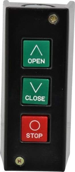 Value Collection - 3 Operator, Pushbutton Control Station - Open-Close-Stop (Legend), Momentary Switch, NO/NC Contact, NEMA 1 - Eagle Tool & Supply