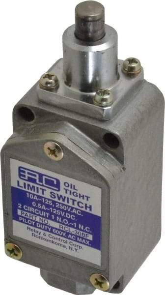 Value Collection - SPDT, NC/NO, 120 VAC, 240 VAC, 480 VAC at 10 Amps, Screw Terminal, Plunger Actuator, General Purpose Limit Switch - Eagle Tool & Supply