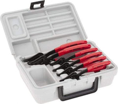 Proto - 6 Piece, 3/8 to 3" Bore, 1/4 to 3-11/32" Shaft, Convertible Retaining Ring Pliers Set - 0.038 to 0.07" Tip Diam Range - Eagle Tool & Supply