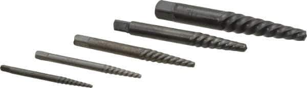 Cleveland - 5 Piece Spiral Flute Screw Extractor Set - Screw Range 3/16 to 3/4" - Eagle Tool & Supply