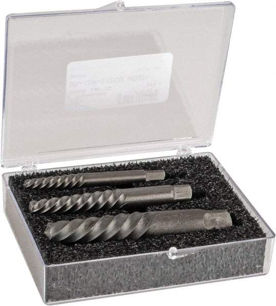 Cleveland - 3 Piece Spiral Flute Screw Extractor Set - Screw Range 25/32 to 1-7/8" - Eagle Tool & Supply