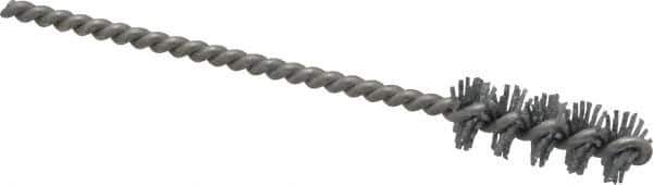 Made in USA - 3/8" Diam Helical Nylon Tube Brush - 0.022" Filament Diam, 1" Brush Length, 3-1/2" OAL, 0.11" Diam Stainless Steel Shank - Eagle Tool & Supply