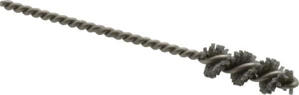 Made in USA - 3/4" Diam Helical Nylon Tube Brush - 0.022" Filament Diam, 1" Brush Length, 3-1/2" OAL, 0.162" Diam Stainless Steel Shank - Eagle Tool & Supply