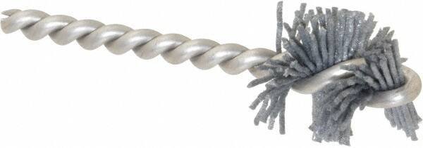 Made in USA - 1" Diam Helical Nylon Tube Brush - 0.04" Filament Diam, 1" Brush Length, 3-1/2" OAL, 1/4" Diam Stainless Steel Shank - Eagle Tool & Supply