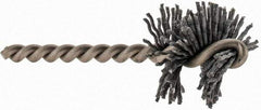 Made in USA - 1-1/4" Diam Helical Nylon Tube Brush - 0.04" Filament Diam, 1" Brush Length, 3-1/2" OAL, 1/4" Diam Stainless Steel Shank - Eagle Tool & Supply