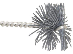 Made in USA - 2" Diam Helical Nylon Tube Brush - 0.04" Filament Diam, 1" Brush Length, 3-1/2" OAL, 1/4" Diam Stainless Steel Shank - Eagle Tool & Supply