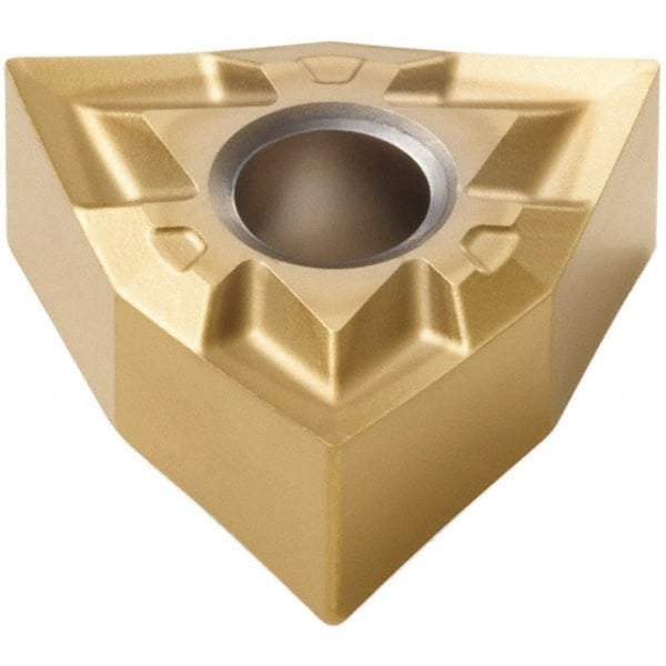 Seco - WNGP330.5 MF1 Grade TS2000 Carbide Turning Insert - TiAlN/TiN Finish, 80° Trigon, 3/8" Inscr Circle, 3/16" Thick, 0.008" Corner Radius - Eagle Tool & Supply