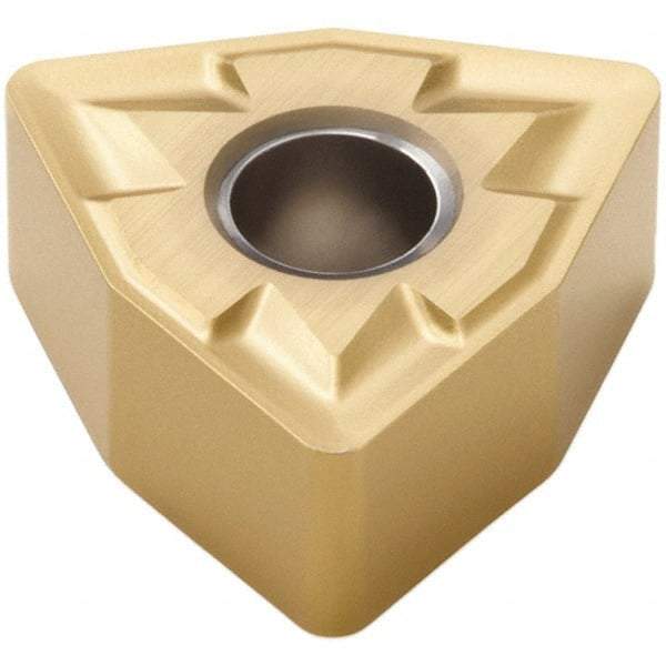 Seco - WNMG332 MR3 Grade TS2000 Carbide Turning Insert - TiAlN/TiN Finish, 80° Trigon, 3/8" Inscr Circle, 3/16" Thick, 1/32" Corner Radius - Eagle Tool & Supply