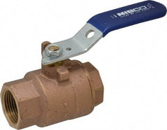 NIBCO - 1" Pipe, Full Port, Bronze Standard Ball Valve - 2 Piece, Inline - One Way Flow, FNPT x FNPT Ends, Lever Handle, 600 WOG, 150 WSP - Eagle Tool & Supply