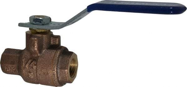 NIBCO - 1/4" Pipe, Full Port, Bronze Standard Ball Valve - 2 Piece, Inline - One Way Flow, FNPT x FNPT Ends, Lever Handle, 600 WOG, 150 WSP - Eagle Tool & Supply