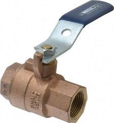 NIBCO - 3/4" Pipe, Full Port, Bronze Standard Ball Valve - 2 Piece, Inline - One Way Flow, FNPT x FNPT Ends, Lever Handle, 600 WOG, 150 WSP - Eagle Tool & Supply
