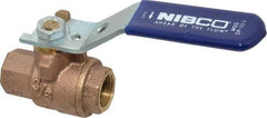 NIBCO - 3/8" Pipe, Full Port, Bronze Standard Ball Valve - 2 Piece, Inline - One Way Flow, FNPT x FNPT Ends, Lever Handle, 600 WOG, 150 WSP - Eagle Tool & Supply