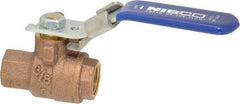 NIBCO - 3/8" Pipe, Full Port, Bronze Standard Ball Valve - 2 Piece, Inline - One Way Flow, FNPT x FNPT Ends, Locking Lever Handle, 600 WOG, 150 WSP - Eagle Tool & Supply
