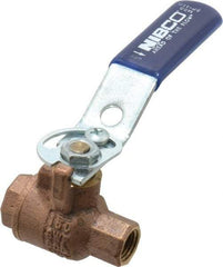 NIBCO - 1/4" Pipe, Full Port, Bronze Standard Ball Valve - 2 Piece, Inline - One Way Flow, FNPT x FNPT Ends, Lever with Memory Stop Handle, 600 WOG, 150 WSP - Eagle Tool & Supply