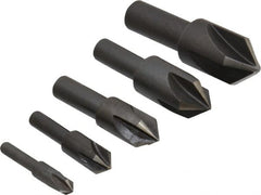Cleveland - 5 Piece, 1/4 to 3/4" Head Diam, 82° Included Angle, Single End Countersink Set - Eagle Tool & Supply