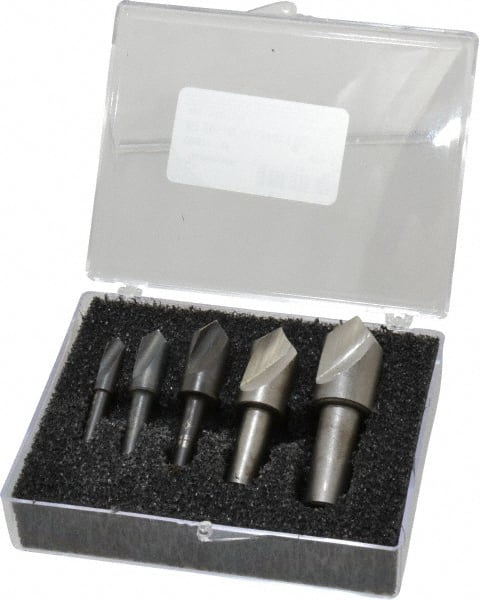 Cleveland - 5 Piece, 1/4 to 3/4" Head Diam, 82° Included Angle, Single End Countersink Set - Eagle Tool & Supply