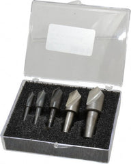 Cleveland - 5 Piece, 1/4 to 3/4" Head Diam, 82° Included Angle, Single End Countersink Set - Eagle Tool & Supply