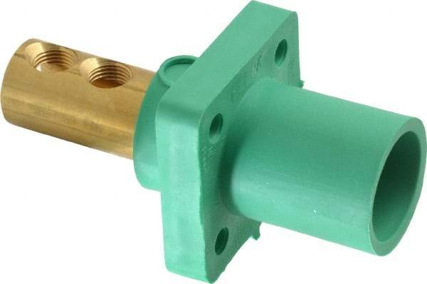 Leviton - 3R NEMA Rated, 600 Volt, 400 Amp, 1/0 to 4/0 AWG, Male, Double Set Screw, Panel Receptacle - 4-1/2 Inch Long, Green - Eagle Tool & Supply