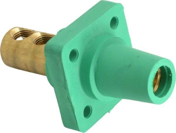 Leviton - 3R NEMA Rated, 600 Volt, 400 Amp, 1/0 to 4/0 AWG, Female, Double Set Screw, Panel Receptacle - 4-1/2 Inch Long, Green - Eagle Tool & Supply