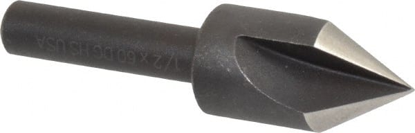 Cleveland - 1/2" Head Diam, 1/4" Shank Diam, 3 Flute 60° High Speed Steel Countersink - Eagle Tool & Supply