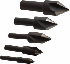 Cleveland - 5 Piece, 1/4 to 3/4" Head Diam, 60° Included Angle, Single End Countersink Set - Eagle Tool & Supply