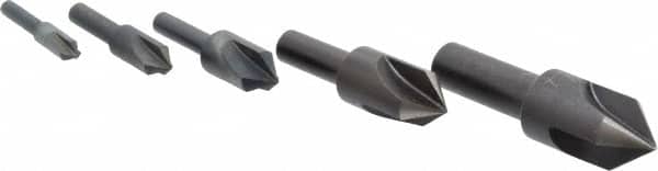 Cleveland - 5 Piece, 1/4 to 3/4" Head Diam, 82° Included Angle, Single End Countersink Set - Eagle Tool & Supply