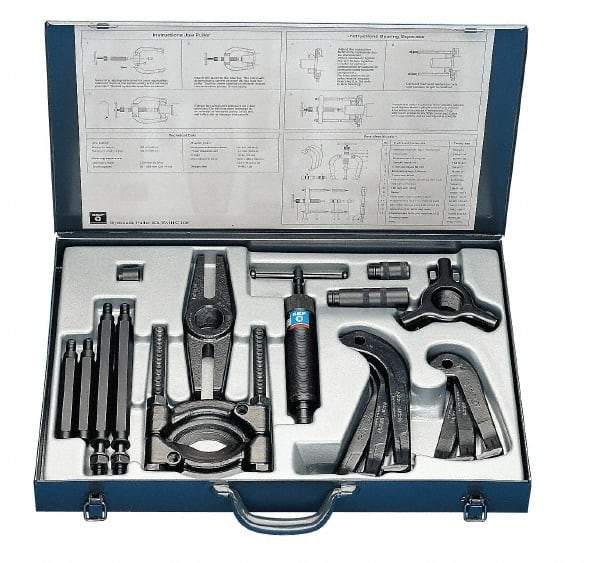 SKF - 8 Ton Capacity, 6" Spread, Hydraulic Puller Set - 3 Jaws, 10.6" Reach - Eagle Tool & Supply