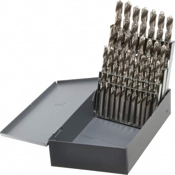 Cleveland - 118° Point, Bright Finish, Vanadium High Speed Steel Jobber Length Drill Bit Set - Eagle Tool & Supply