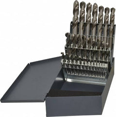 Cleveland - 1/16 to 1/2", 118° Point, Bright Finish, High Speed Steel Screw Machine Length Drill Bit Set - Eagle Tool & Supply